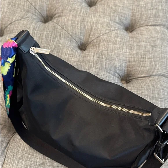 Kate Spade Carter Logo Large Black Nylon Hobo Crossbody - Picture 13 of 17